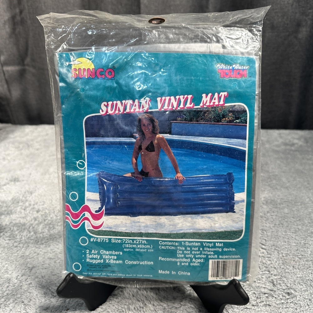 NEW Vintage 1994 Sunco Suntan Mat 72x27 Inflatable Pool Raft Grey Float Air Mat